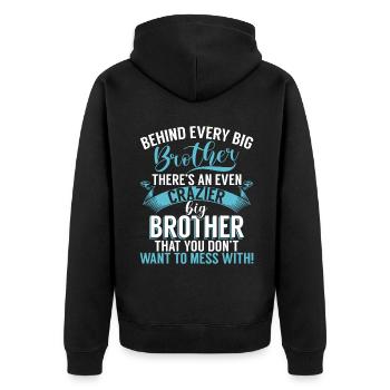 Brother Gifts - Unisex Premium Bio Zip Hoodie - Schwarz - Hinten - Nico (187cm)