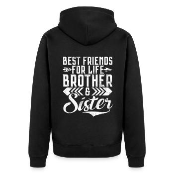 Brother Gifts - Unisex Premium Bio Zip Hoodie - Schwarz - Hinten - Nico (187cm)