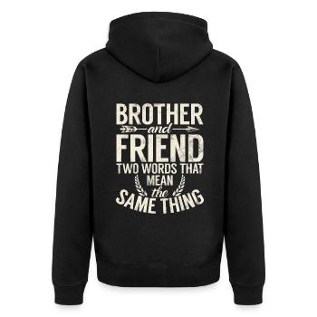 Brother Gifts - Unisex Premium Bio Zip Hoodie - Schwarz - Hinten - Nico (187cm)