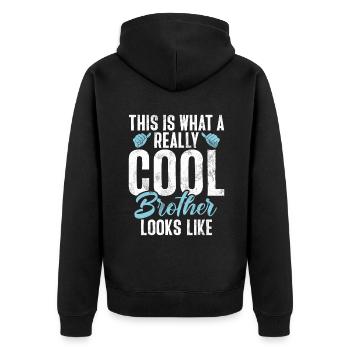 Brother Gifts - Unisex Premium Bio Zip Hoodie - Schwarz - Hinten - Nico (187cm)