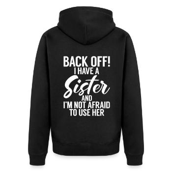 Brother Gifts - Unisex Premium Bio Zip Hoodie - Schwarz - Hinten - Nico (187cm)