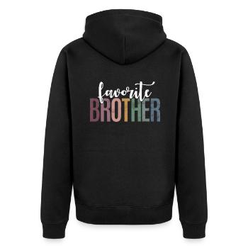 Brother Gifts - Unisex Premium Bio Zip Hoodie - Schwarz - Hinten - Nico (187cm)