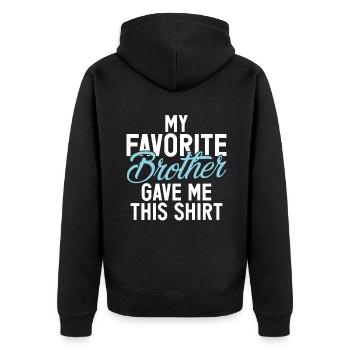 Brother Gifts - Unisex Premium Bio Zip Hoodie - Schwarz - Hinten - Nico (187cm)