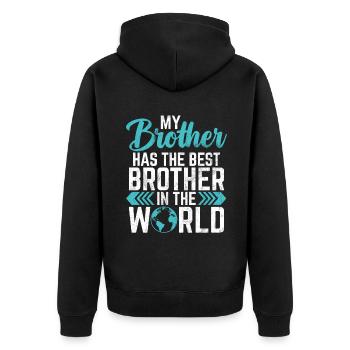 Brother Gifts - Unisex Premium Bio Zip Hoodie - Schwarz - Hinten - Nico (187cm)