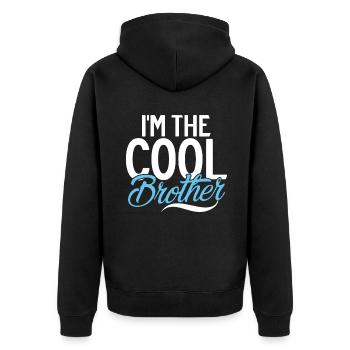 Brother Gifts - Unisex Premium Bio Zip Hoodie - Schwarz - Hinten - Nico (187cm)