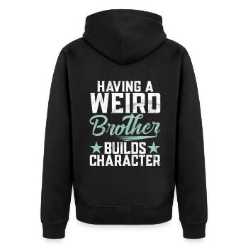 Brother Gifts - Unisex Premium Bio Zip Hoodie - Schwarz - Hinten - Nico (187cm)