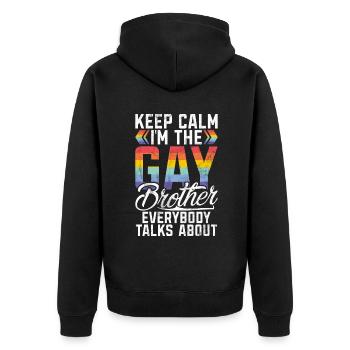 Brother Gifts - Unisex Premium Bio Zip Hoodie - Schwarz - Hinten - Nico (187cm)
