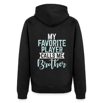 Brother Gifts - Unisex Premium Bio Zip Hoodie - Schwarz - Hinten - Nico (187cm)