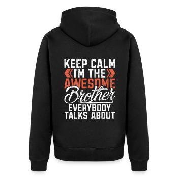Brother Gifts - Unisex Premium Bio Zip Hoodie - Schwarz - Hinten - Nico (187cm)