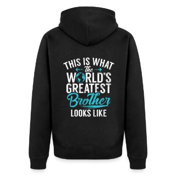 Brother Gifts - Unisex Premium Bio Zip Hoodie - Schwarz - Hinten - Nico (187cm)