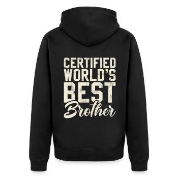 Brother Gifts - Unisex Premium Bio Zip Hoodie - Schwarz - Hinten - Nico (187cm)
