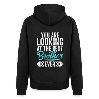 Brother Gifts - Unisex Premium Bio Zip Hoodie - Schwarz - Hinten - Nico (187cm)