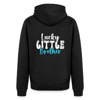Little Brother Gifts - Unisex Premium Bio Zip Hoodie - Schwarz - Hinten - Nico (187cm)