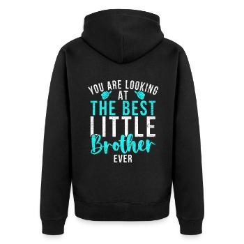 Little Brother Gifts - Unisex Premium Bio Zip Hoodie - Schwarz - Hinten - Nico (187cm)