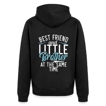 Little Brother Gifts - Unisex Premium Bio Zip Hoodie - Schwarz - Hinten - Nico (187cm)