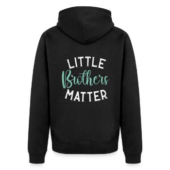 Little Brother Gifts - Unisex Premium Bio Zip Hoodie - Schwarz - Hinten - Nico (187cm)