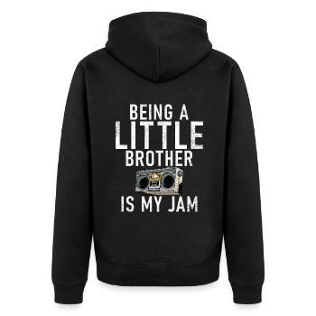 Little Brother Gifts - Unisex Premium Bio Zip Hoodie - Schwarz - Hinten - Nico (187cm)