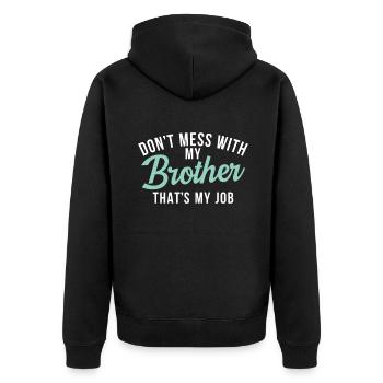 Little Brother Gifts - Unisex Premium Bio Zip Hoodie - Schwarz - Hinten - Nico (187cm)