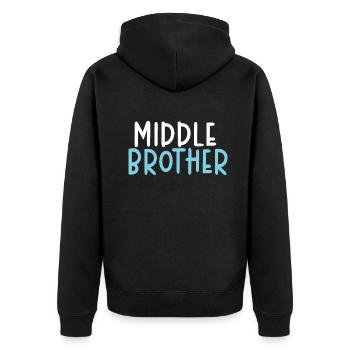 Middle Brother Gifts - Unisex Premium Bio Zip Hoodie - Schwarz - Hinten - Nico (187cm)