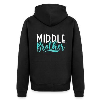 Middle Brother Gifts - Unisex Premium Organic Zip Hoodie - black - Back - Nico (187cm)
