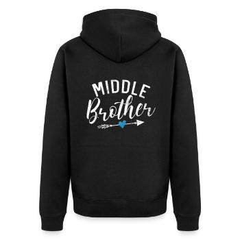 Middle Brother Gifts - Unisex Premium Bio Zip Hoodie - Schwarz - Hinten - Nico (187cm)