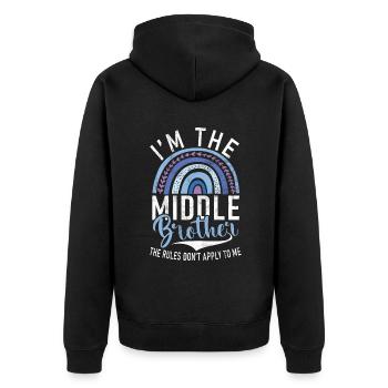 Middle Brother Gifts - Unisex Premium Bio Zip Hoodie - Schwarz - Hinten - Nico (187cm)