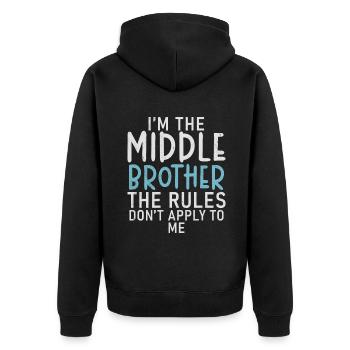 Middle Brother Gifts - Unisex Premium Organic Zip Hoodie - black - Back - Nico (187cm)