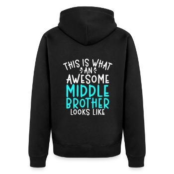 Middle Brother Gifts - Unisex Premium Bio Zip Hoodie - Schwarz - Hinten - Nico (187cm)