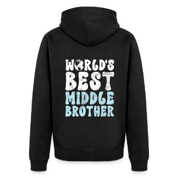 Middle Brother Gifts - Unisex Premium Bio Zip Hoodie - Schwarz - Hinten - Nico (187cm)