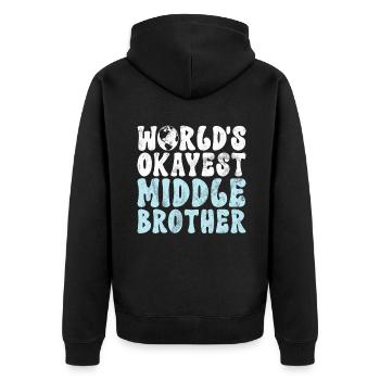 Middle Brother Gifts - Unisex Premium Bio Zip Hoodie - Schwarz - Hinten - Nico (187cm)