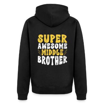 Middle Brother Gifts - Unisex Premium Bio Zip Hoodie - Schwarz - Hinten - Nico (187cm)