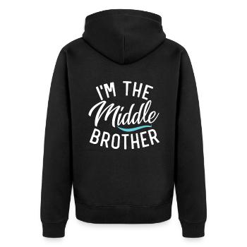 Middle Brother Gifts - Unisex Premium Bio Zip Hoodie - Schwarz - Hinten - Nico (187cm)