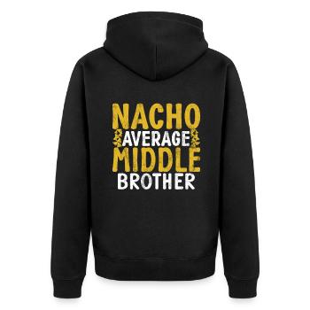 Middle Brother Gifts - Unisex Premium Organic Zip Hoodie - black - Back - Nico (187cm)