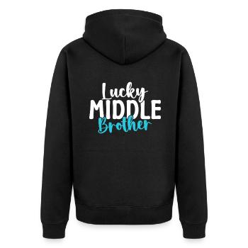 Middle Brother Gifts - Unisex Premium Bio Zip Hoodie - Schwarz - Hinten - Nico (187cm)