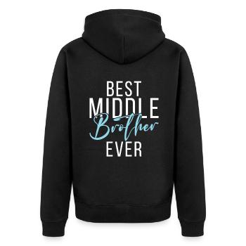 Middle Brother Gifts - Unisex Premium Bio Zip Hoodie - Schwarz - Hinten - Nico (187cm)