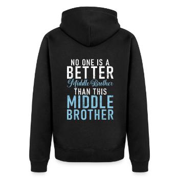 Middle Brother Gifts - Unisex Premium Bio Zip Hoodie - Schwarz - Hinten - Nico (187cm)