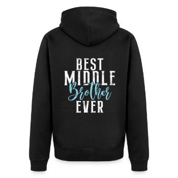 Middle Brother Gifts - Unisex Premium Bio Zip Hoodie - Schwarz - Hinten - Nico (187cm)