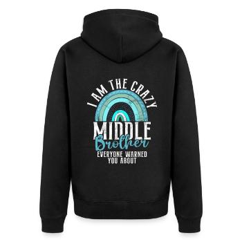 Middle Brother Gifts - Unisex Premium Bio Zip Hoodie - Schwarz - Hinten - Nico (187cm)
