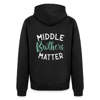 Middle Brother Gifts - Unisex Premium Bio Zip Hoodie - Schwarz - Hinten - Nico (187cm)