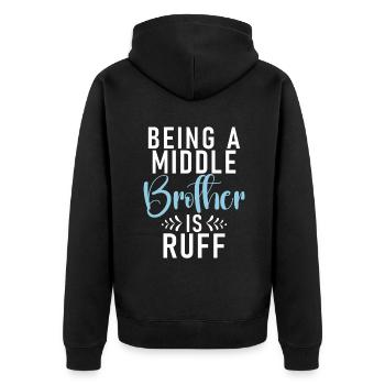 Middle Brother Gifts - Unisex Premium Bio Zip Hoodie - Schwarz - Hinten - Nico (187cm)
