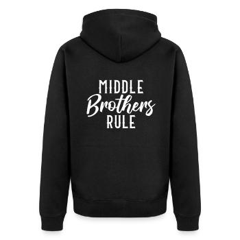 Middle Brother Gifts - Unisex Premium Bio Zip Hoodie - Schwarz - Hinten - Nico (187cm)