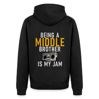 Middle Brother Gifts - Unisex Premium Organic Zip Hoodie - black - Back - Nico (187cm)