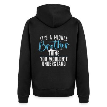 Middle Brother Gifts - Unisex Premium Bio Zip Hoodie - Schwarz - Hinten - Nico (187cm)