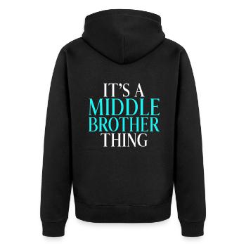 Middle Brother Gifts - Unisex Premium Organic Zip Hoodie - black - Back - Nico (187cm)