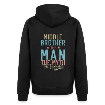 Middle Brother Gifts - Unisex Premium Bio Zip Hoodie - Schwarz - Hinten - Nico (187cm)
