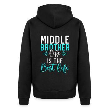 Middle Brother Gifts - Unisex Premium Bio Zip Hoodie - Schwarz - Hinten - Nico (187cm)