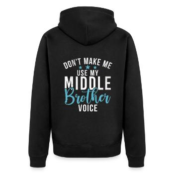 Middle Brother Gifts - Unisex Premium Bio Zip Hoodie - Schwarz - Hinten - Nico (187cm)