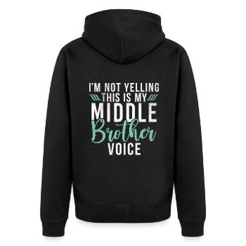 Middle Brother Gifts - Unisex Premium Bio Zip Hoodie - Schwarz - Hinten - Nico (187cm)