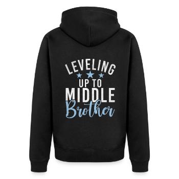 Middle Brother Gifts - Unisex Premium Bio Zip Hoodie - Schwarz - Hinten - Nico (187cm)