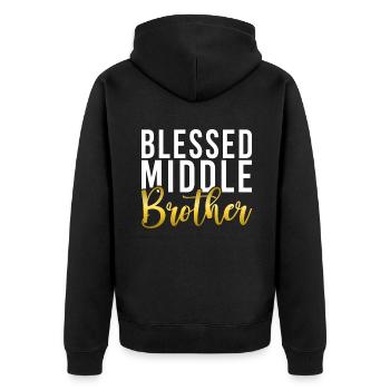 Middle Brother Gifts - Unisex Premium Bio Zip Hoodie - Schwarz - Hinten - Nico (187cm)